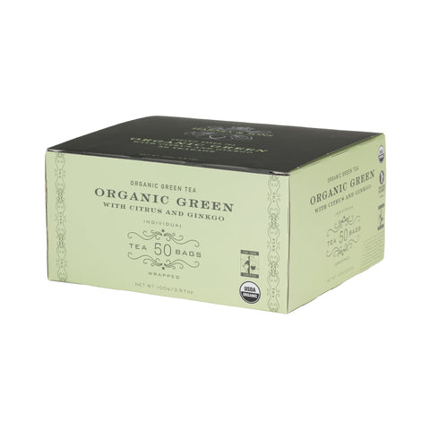 Organic Green with Citrus and Gingko, Box of 50 Foil Wrapped Tea Bags