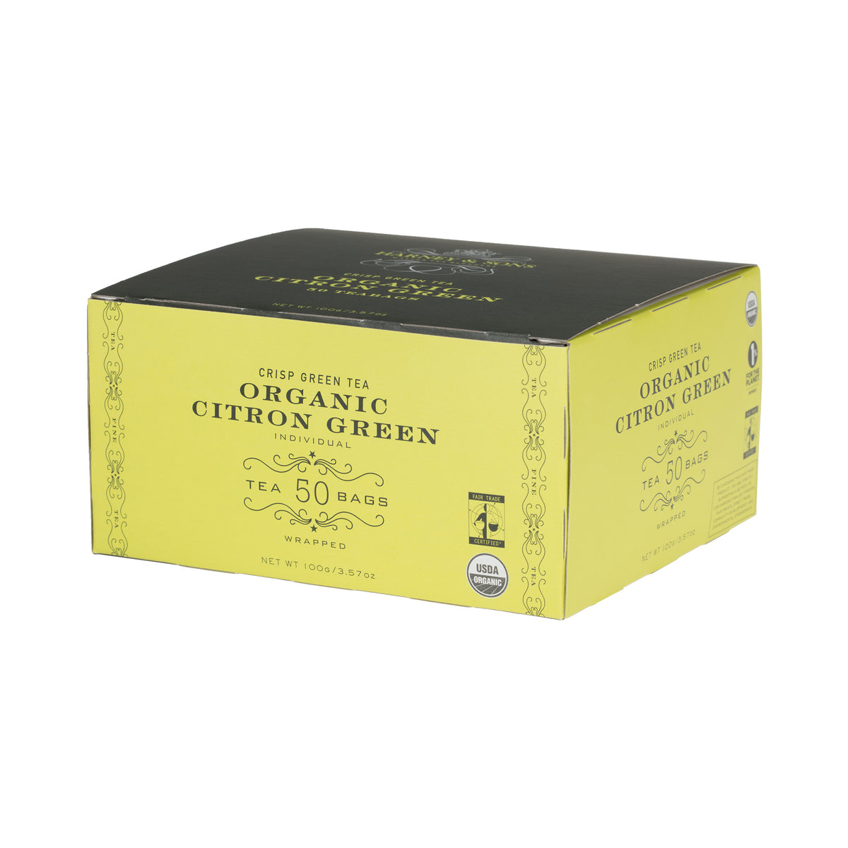 Harney & Sons Organic Green Tea With Citrus & Ginkgo | 50 Tea Bags, Fairtrade & Kosher
